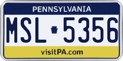 PA license plate MSL5356