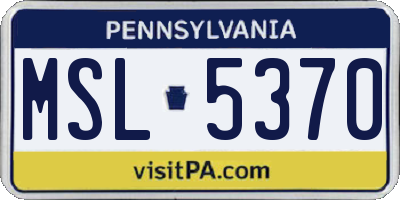 PA license plate MSL5370