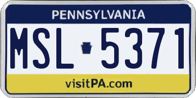 PA license plate MSL5371