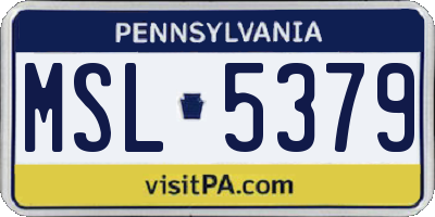 PA license plate MSL5379