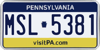 PA license plate MSL5381