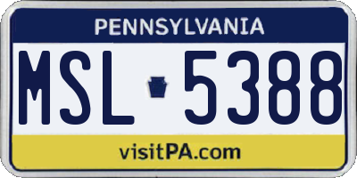 PA license plate MSL5388