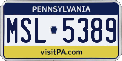 PA license plate MSL5389
