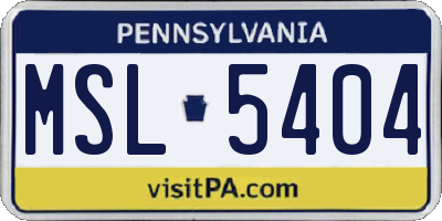 PA license plate MSL5404