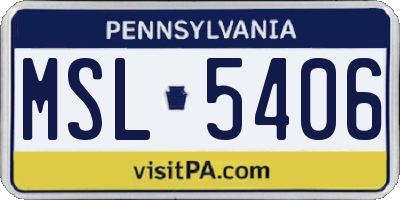 PA license plate MSL5406
