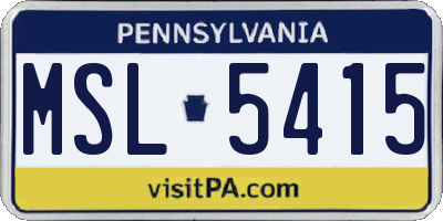 PA license plate MSL5415