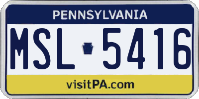 PA license plate MSL5416