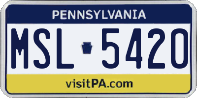PA license plate MSL5420