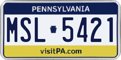 PA license plate MSL5421