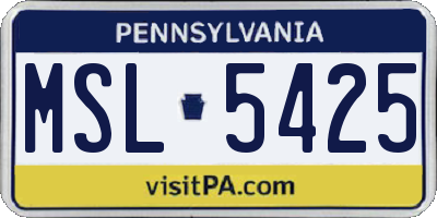 PA license plate MSL5425