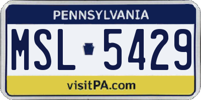 PA license plate MSL5429