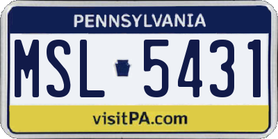 PA license plate MSL5431