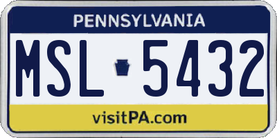 PA license plate MSL5432