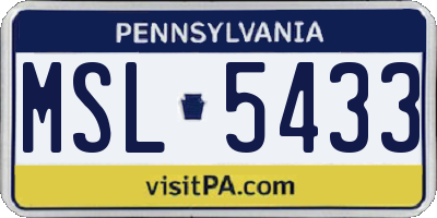 PA license plate MSL5433