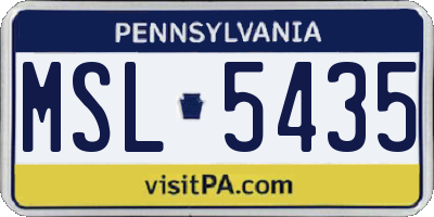 PA license plate MSL5435