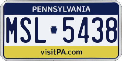 PA license plate MSL5438