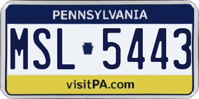PA license plate MSL5443
