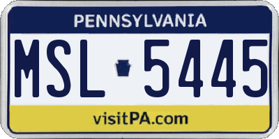 PA license plate MSL5445