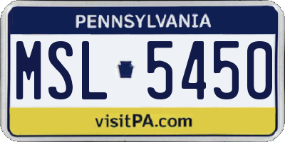 PA license plate MSL5450