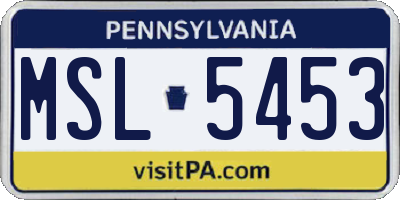PA license plate MSL5453