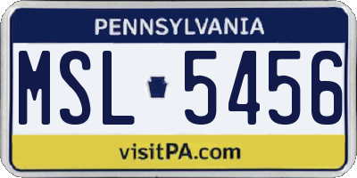PA license plate MSL5456