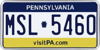 PA license plate MSL5460