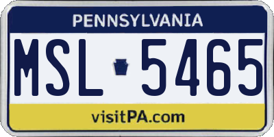 PA license plate MSL5465