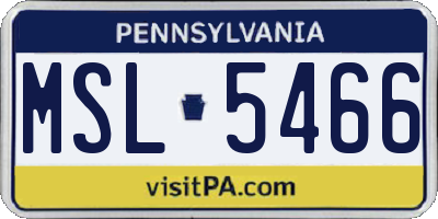 PA license plate MSL5466