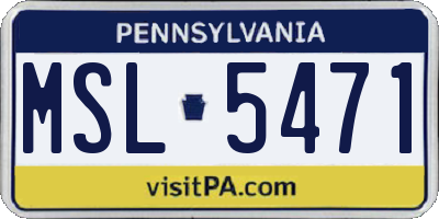 PA license plate MSL5471