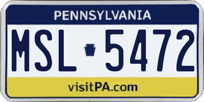 PA license plate MSL5472