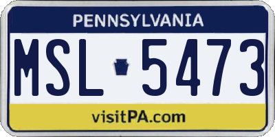 PA license plate MSL5473