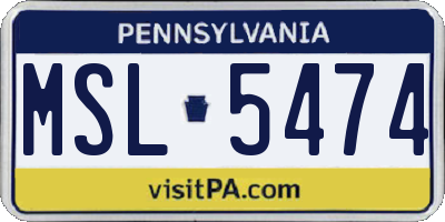PA license plate MSL5474