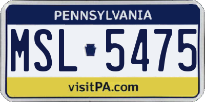 PA license plate MSL5475