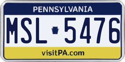 PA license plate MSL5476