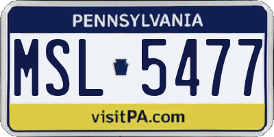 PA license plate MSL5477