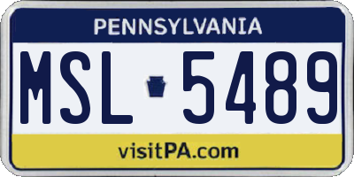PA license plate MSL5489