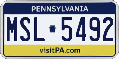 PA license plate MSL5492