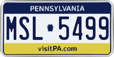 PA license plate MSL5499