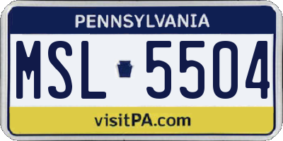 PA license plate MSL5504