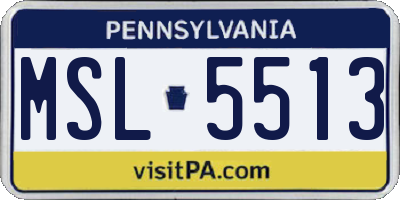 PA license plate MSL5513