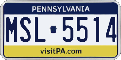PA license plate MSL5514