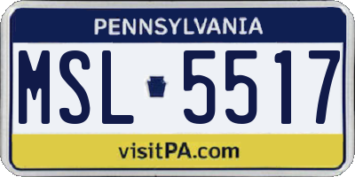 PA license plate MSL5517