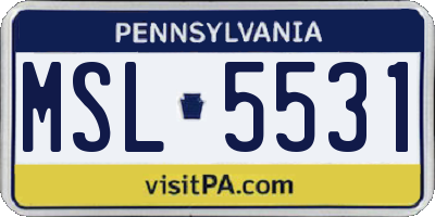 PA license plate MSL5531