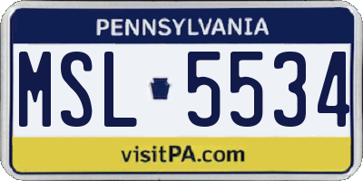 PA license plate MSL5534