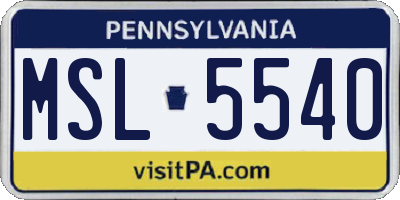 PA license plate MSL5540