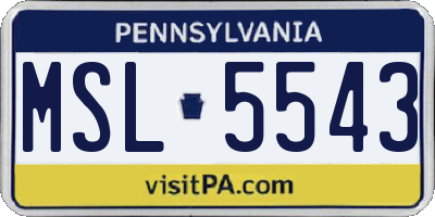 PA license plate MSL5543