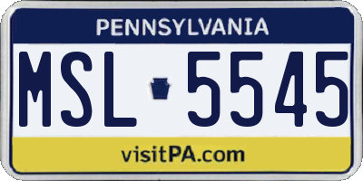 PA license plate MSL5545