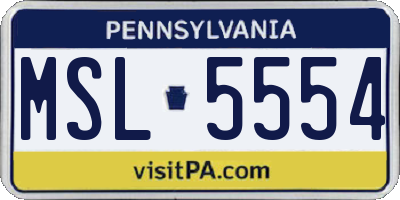 PA license plate MSL5554