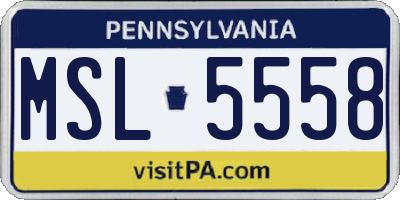 PA license plate MSL5558