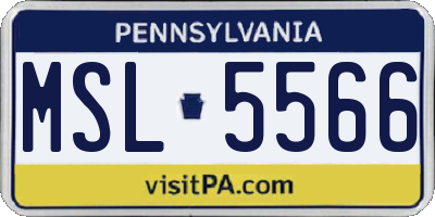 PA license plate MSL5566